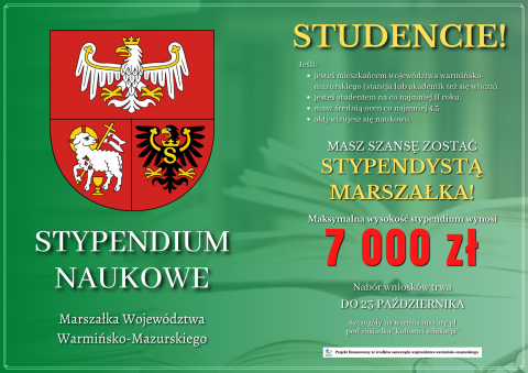 stypendium Naukowe Marszałka Województwa Warmińsko-Mazurskiego 