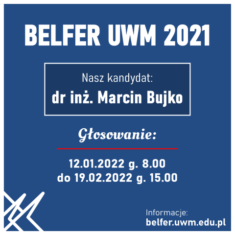 grafika Belfer UWM 2021 kandydat dr inż. Marcin Bujko