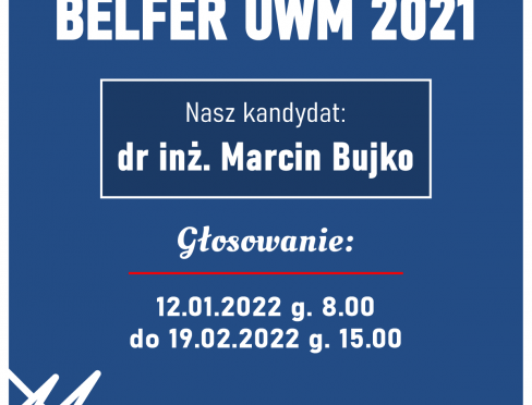 grafika Belfer UWM 2021 kandydat dr inż. Marcin Bujko
