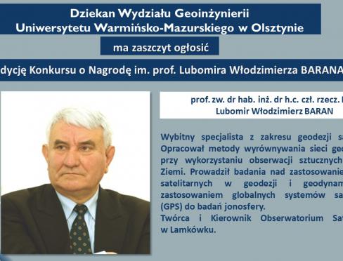 VII edycja Konkursu o Nagrodę im. prof. Lubomira Włodzimierza Barana